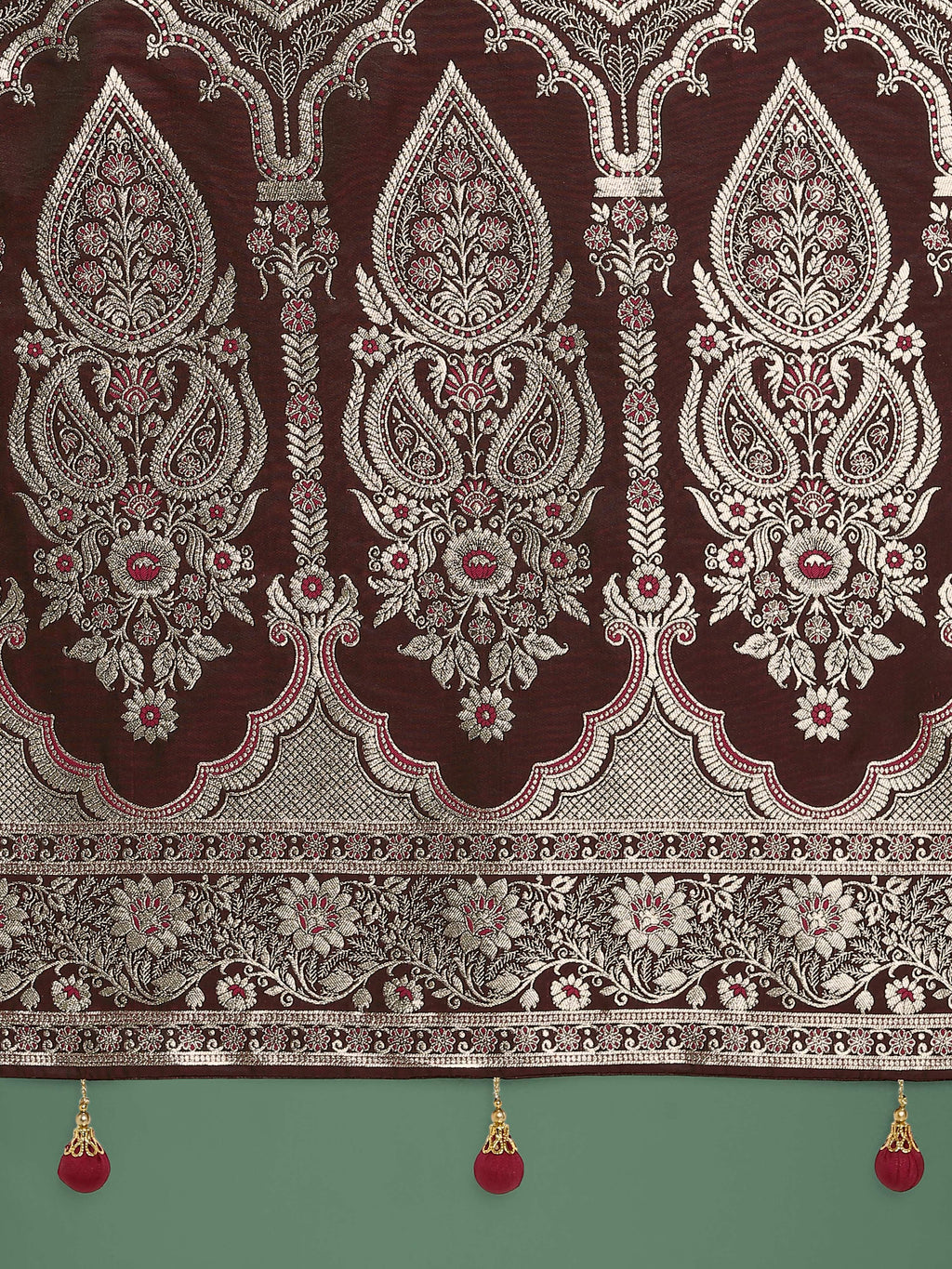 Monjolika Fashion Maroon Banarasi Satin Silk Saree with Intricate Zari Work with Rich Weaving Pattern - Distacart