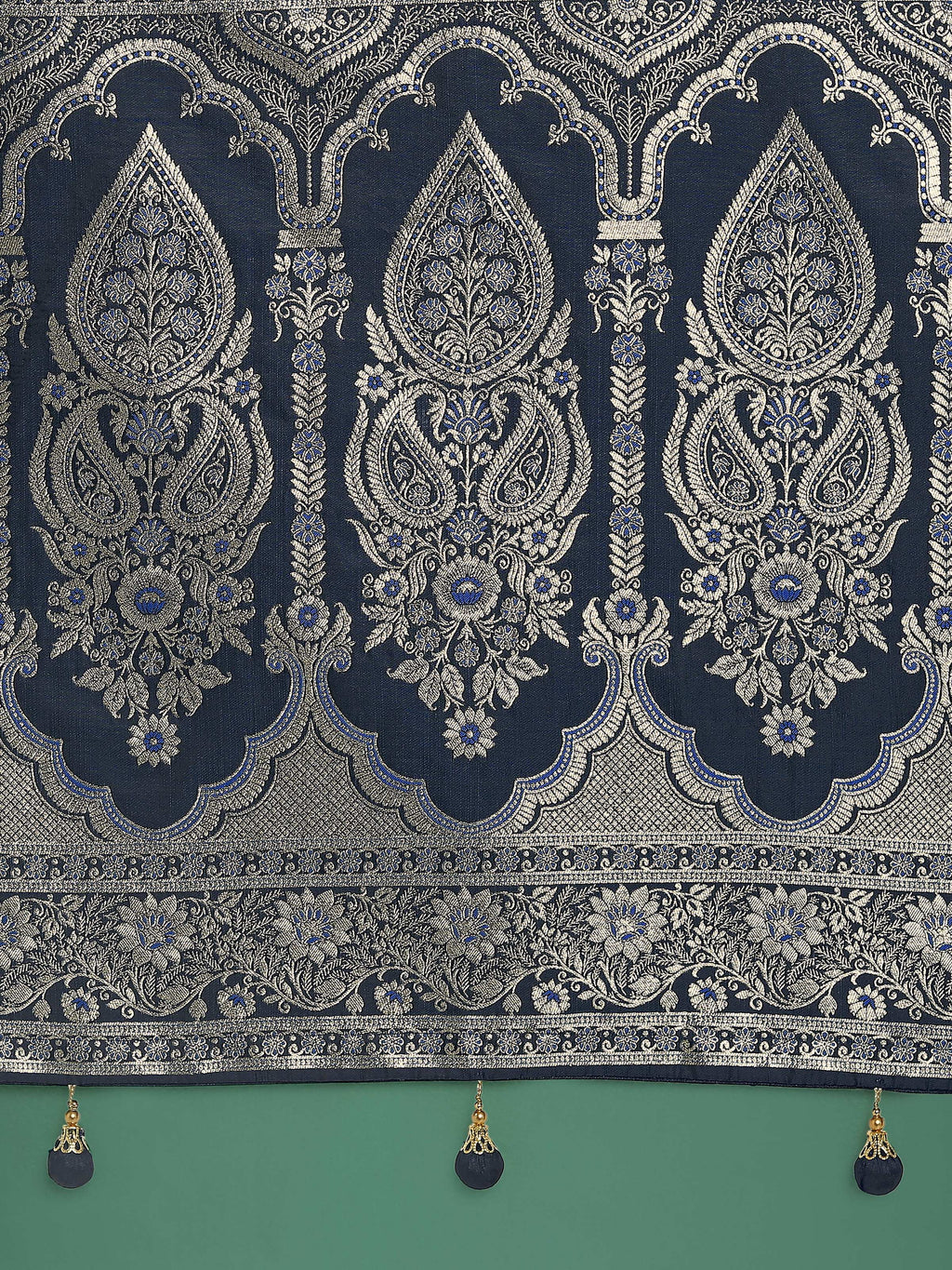 Monjolika Fashion Blue Banarasi Satin Silk Saree with Intricate Zari Work with Rich Weaving Pattern - Distacart
