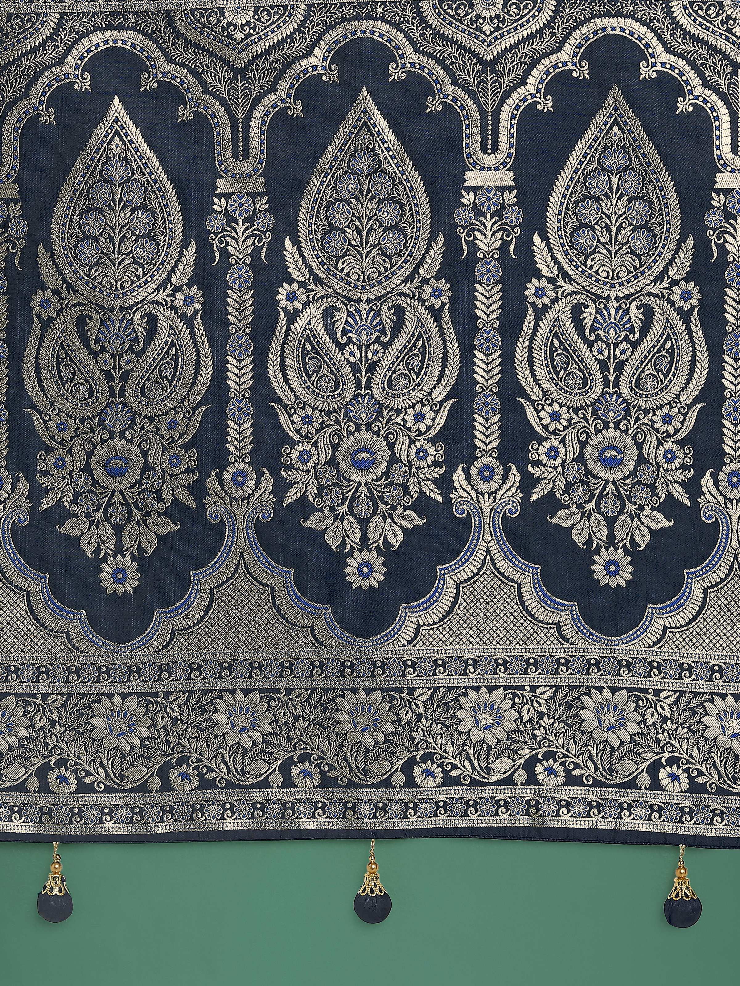 Monjolika Fashion Blue Banarasi Satin Silk Saree with Intricate Zari Work with Rich Weaving Pattern - Distacart