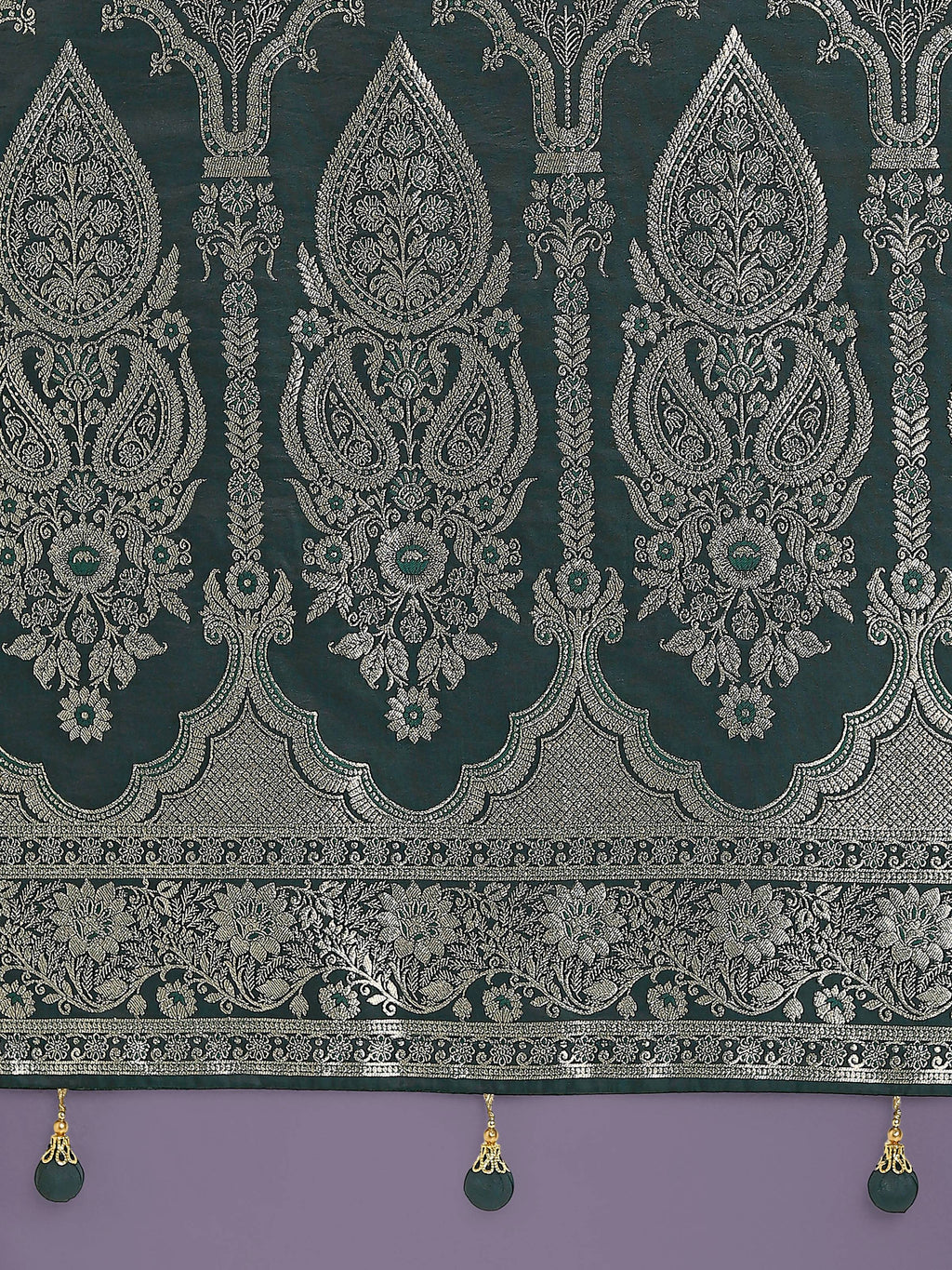 Monjolika Fashion Dark Green Banarasi Satin Silk Saree with Intricate Zari Work with Rich Weaving Pattern - Distacart
