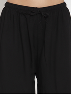 PAVONINE Black Color Aari Work Minar Design Rayon Fabric Shrarara - Distacart