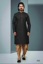 Raivat Ethnic Cotton Digital Print Kurta Pajama In Black Colour
