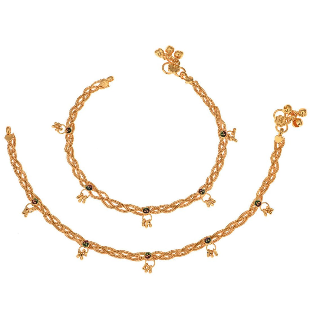 AanyaCentric Gold Plated Traditional Anklets Payal - Classic and Stylish for Women and Girls - Distacart