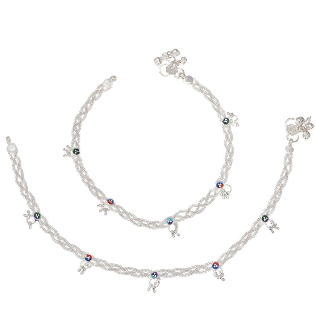 AanyaCentric Silver Plated Traditional Anklets Payal - Classic and Stylish for Women and Girls - Distacart