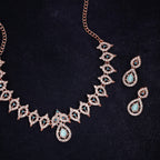Tehzeeb Creations Sky Blue Colour Ad Studded Necklace Jewellery Set With Matching Earrings For Women And Girls
