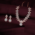 Tehzeeb Creations Sky Blue Colour Ad Studded Necklace Jewellery Set With Matching Earrings For Women And Girls