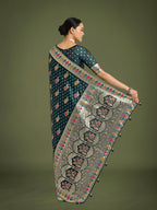 Monjolika Fashion Teal With Gold Bordar Banarasi Zari Woven Satin Saree - Distacart