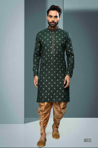 Raivat Ethnic Cotton Digital Print Pintux Work Kurta Pajama In Green Colour