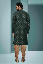 Raivat Ethnic Cotton Digital Print Pintux Work Kurta Pajama In Green Colour
