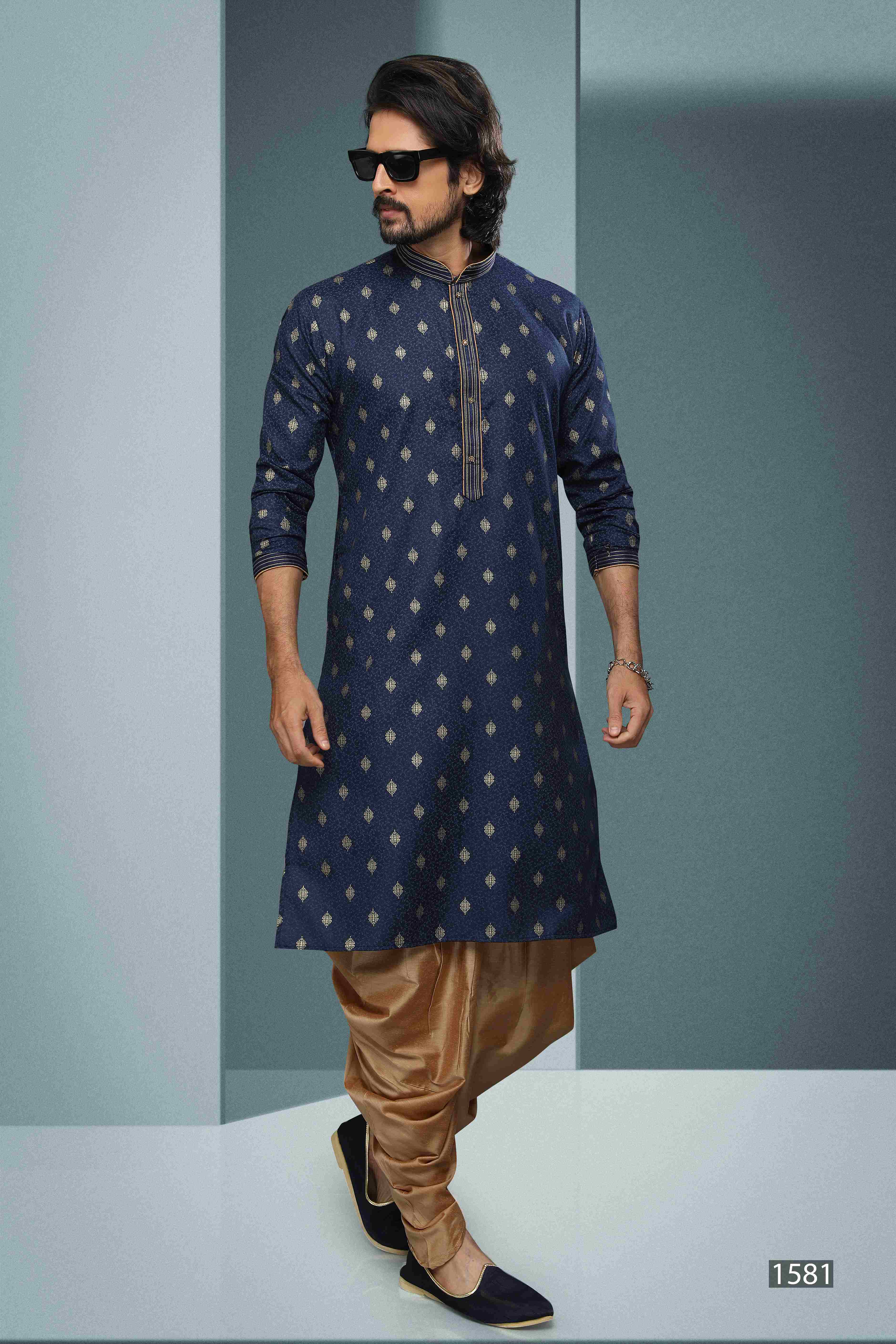 Raivat Ethnic Cotton Digital Print Pintux Work Kurta Pajama In Blue Colour