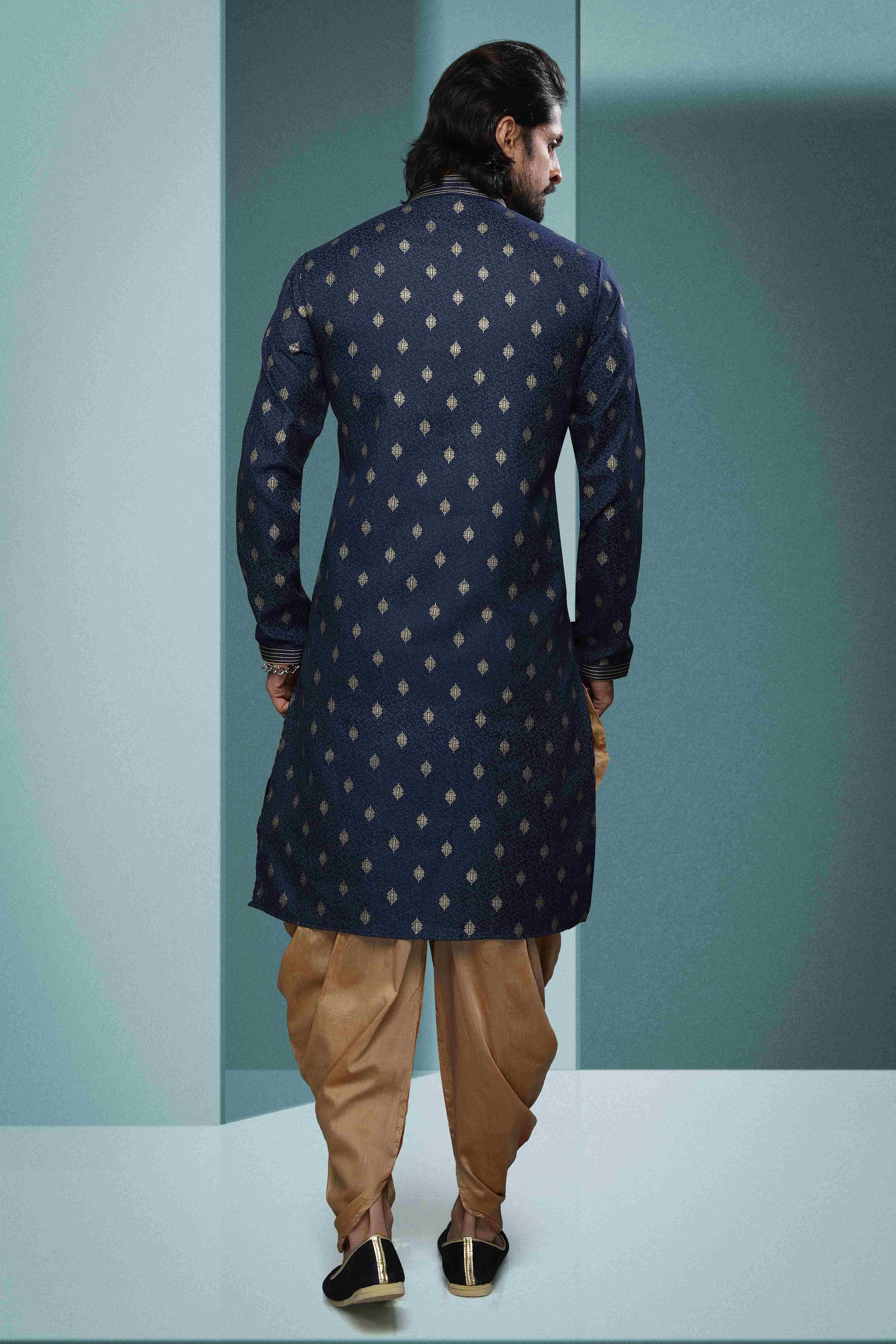 Raivat Ethnic Cotton Digital Print Pintux Work Kurta Pajama In Blue Colour