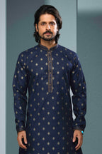Raivat Ethnic Cotton Digital Print Pintux Work Kurta Pajama In Blue Colour