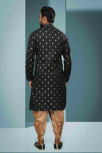 Raivat Ethnic Cotton Digital Print Pintux Work Kurta Pajama In Black Colour - Distacart