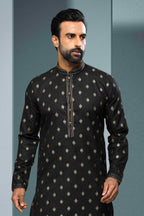 Raivat Ethnic Cotton Digital Print Pintux Work Kurta Pajama In Black Colour - Distacart