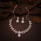 Tehzeeb Creations Baby Pink Colour Ad Studded Necklace Jewellery Set With Matching Earrings For Women And Girls