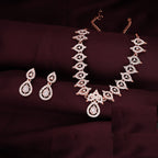 Tehzeeb Creations Baby Pink Colour Ad Studded Necklace Jewellery Set With Matching Earrings For Women And Girls
