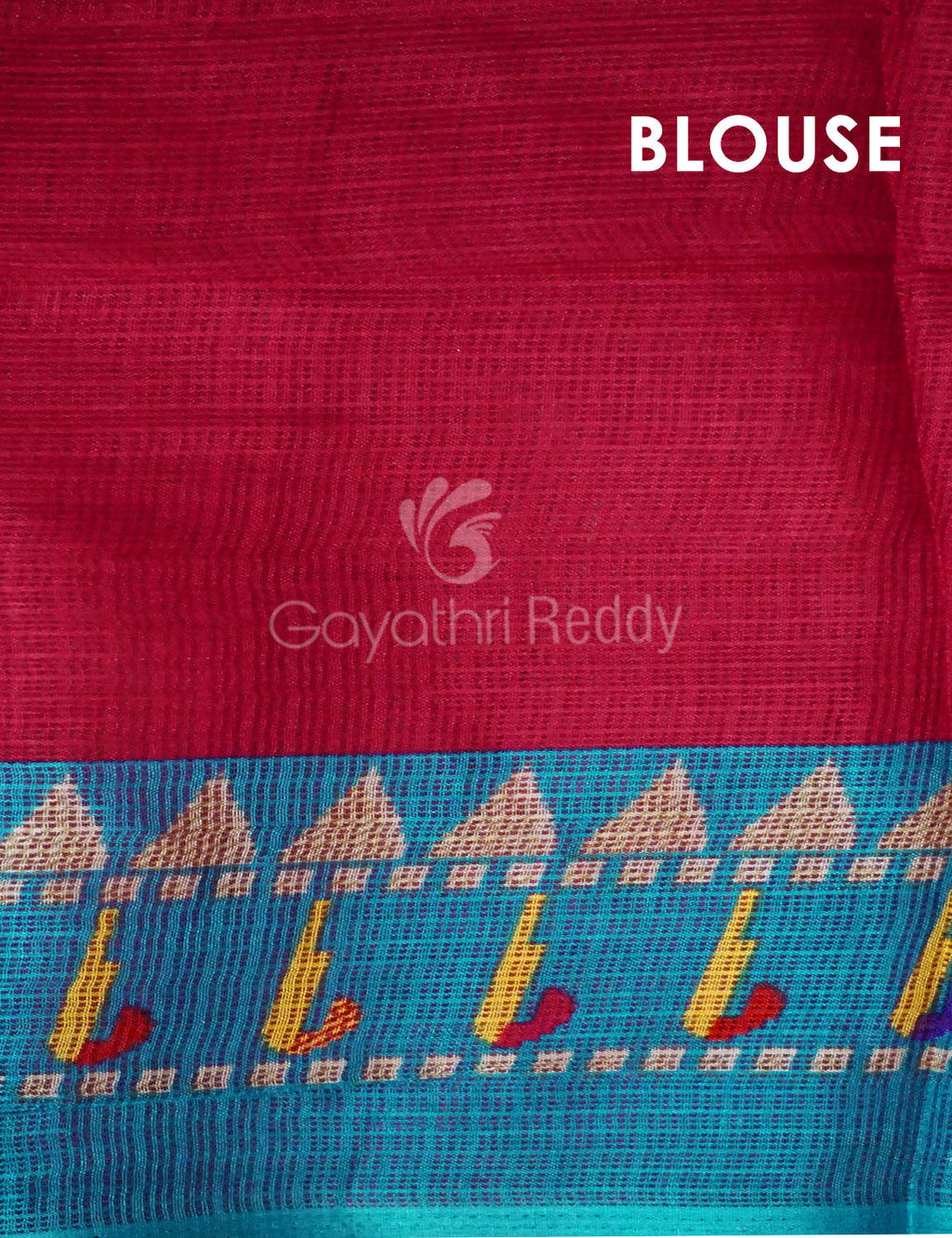 Rani Pink And Blue Printed Semi Soft Silk Kota Saree By Gayathri Reddy Designer Studio
