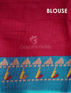 Rani Pink And Blue Printed Semi Soft Silk Kota Saree By Gayathri Reddy Designer Studio