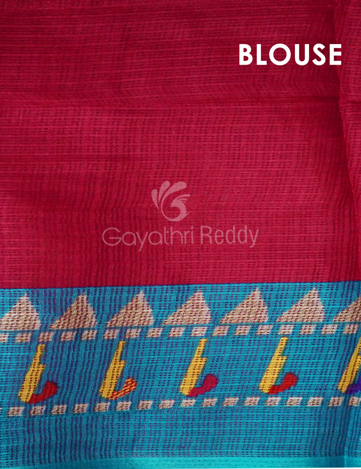 Rani Pink And Blue Printed Semi Soft Silk Kota Saree By Gayathri Reddy Designer Studio