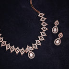 Tehzeeb Creations Baby Pink Colour Ad Studded Necklace Jewellery Set With Matching Earrings For Women And Girls