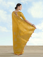 Monjolika Fashion Mustard Color Paisley Zari Woven Banarasi Tissue Silk Saree - Distacart