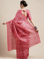 Saree Mall Peach-Coloured & White Floral Art Silk Sarees - Distacart