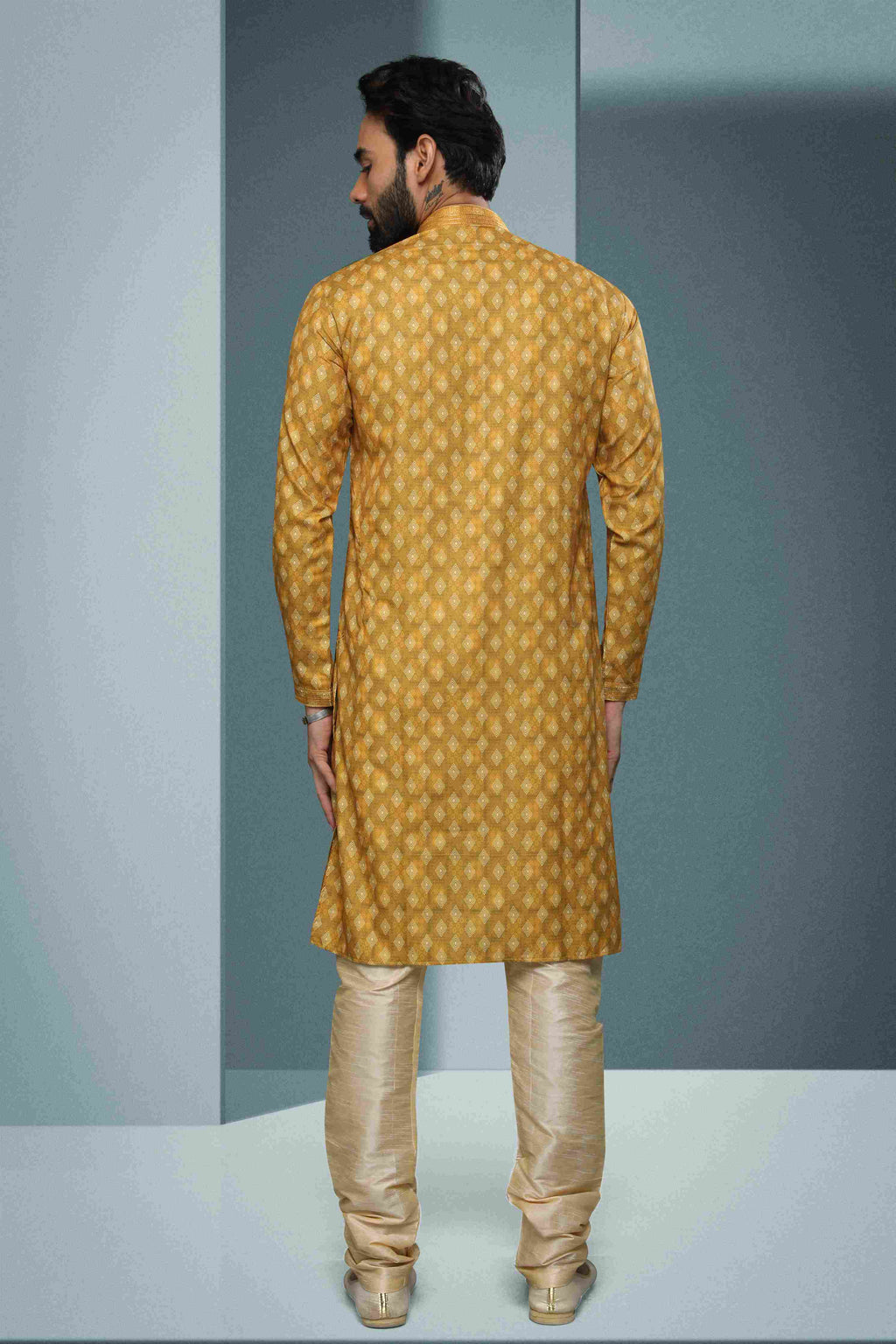 Raivat Ethnic Cotton Digital Print Pintux Work Kurta Pajama In Yellow Colour
