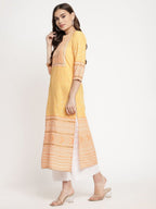 Ahalyaa Women Yellow Crepe Digital Print Kurti