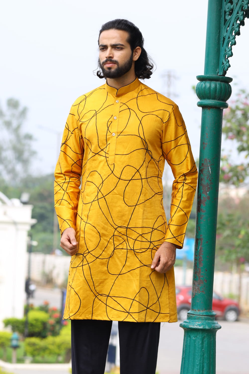 Niran Yellow Designer Men's kurta by Hilo Design