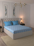 MYTRIDENT Blue White Ethnic Motifs Pure Cotton 120 TC Queen Bedsheet With 2 Pillow Covers