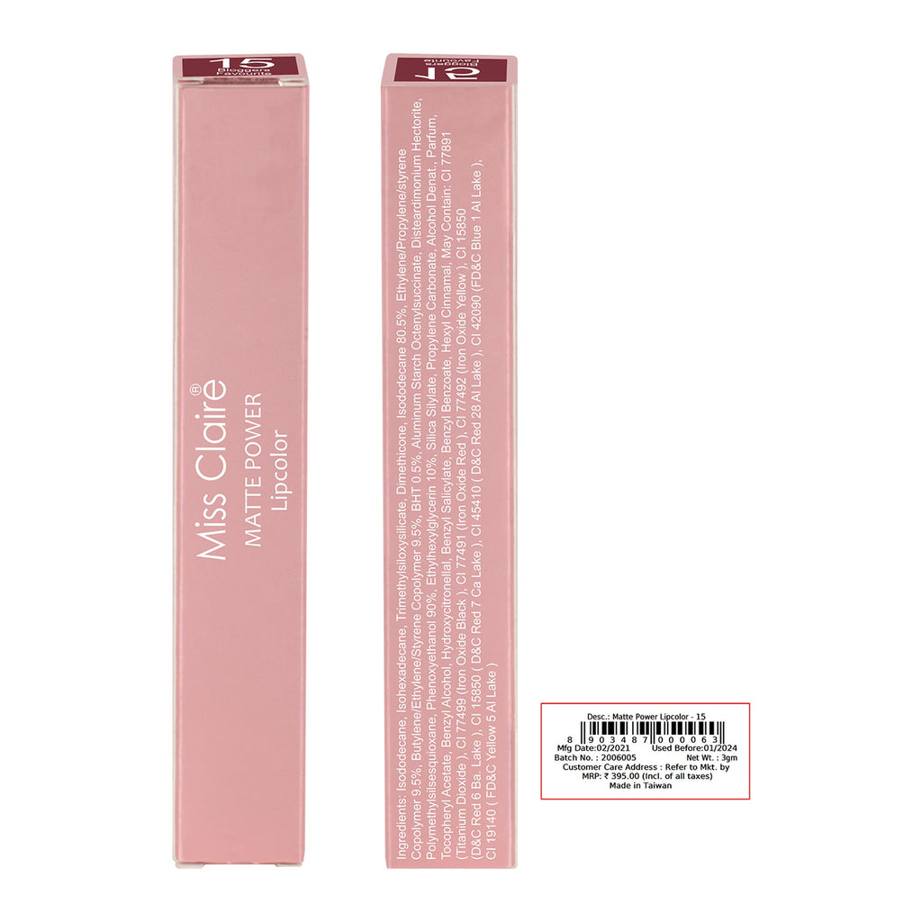 Miss Claire Matte Power Lipcolor - 15-Bloggers Favourite