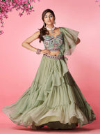 Myra Olive Green Art Silk Designer Lehenga
