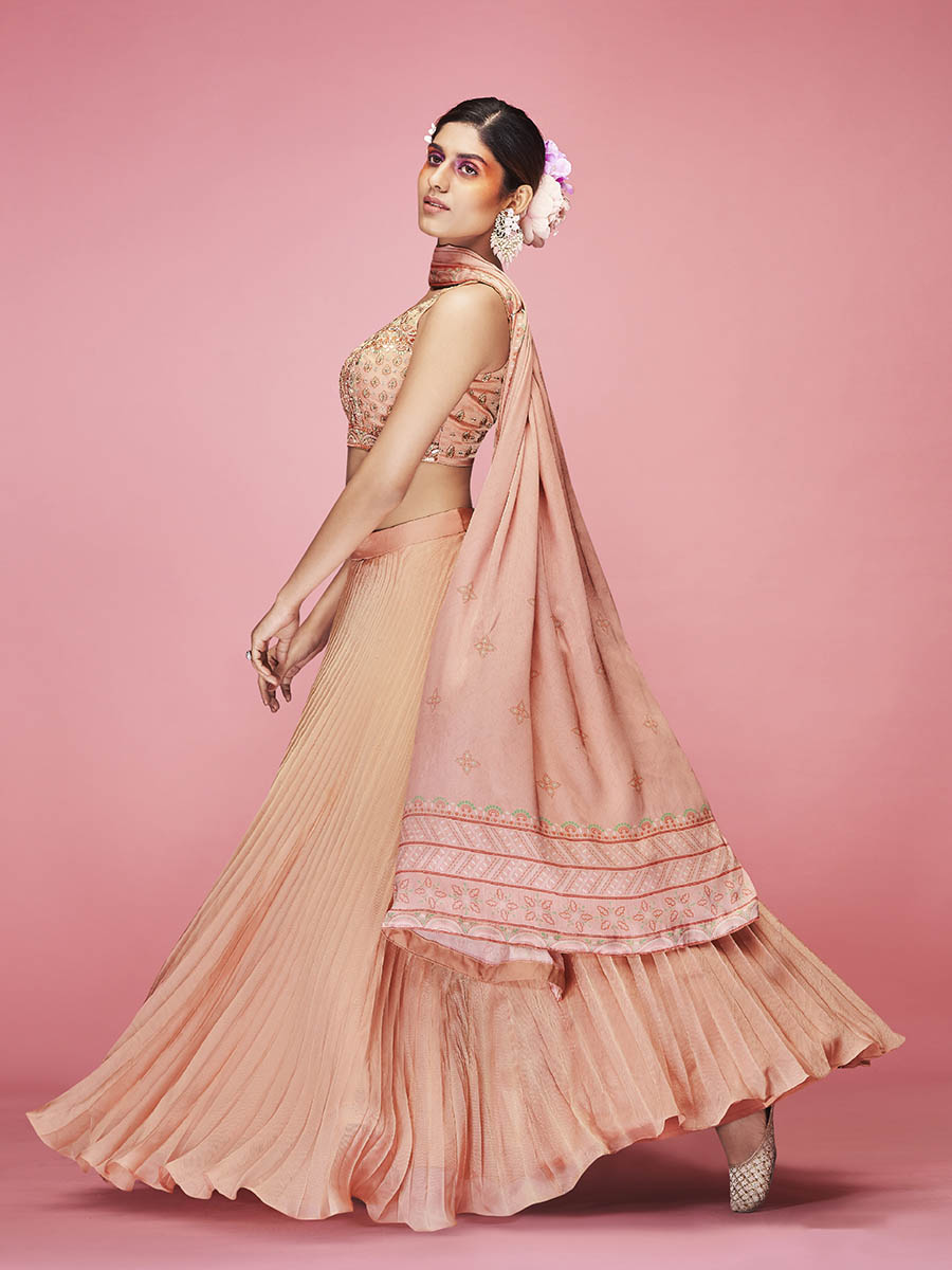 Myra Orange Art Silk Embroidered Designer Lehenga