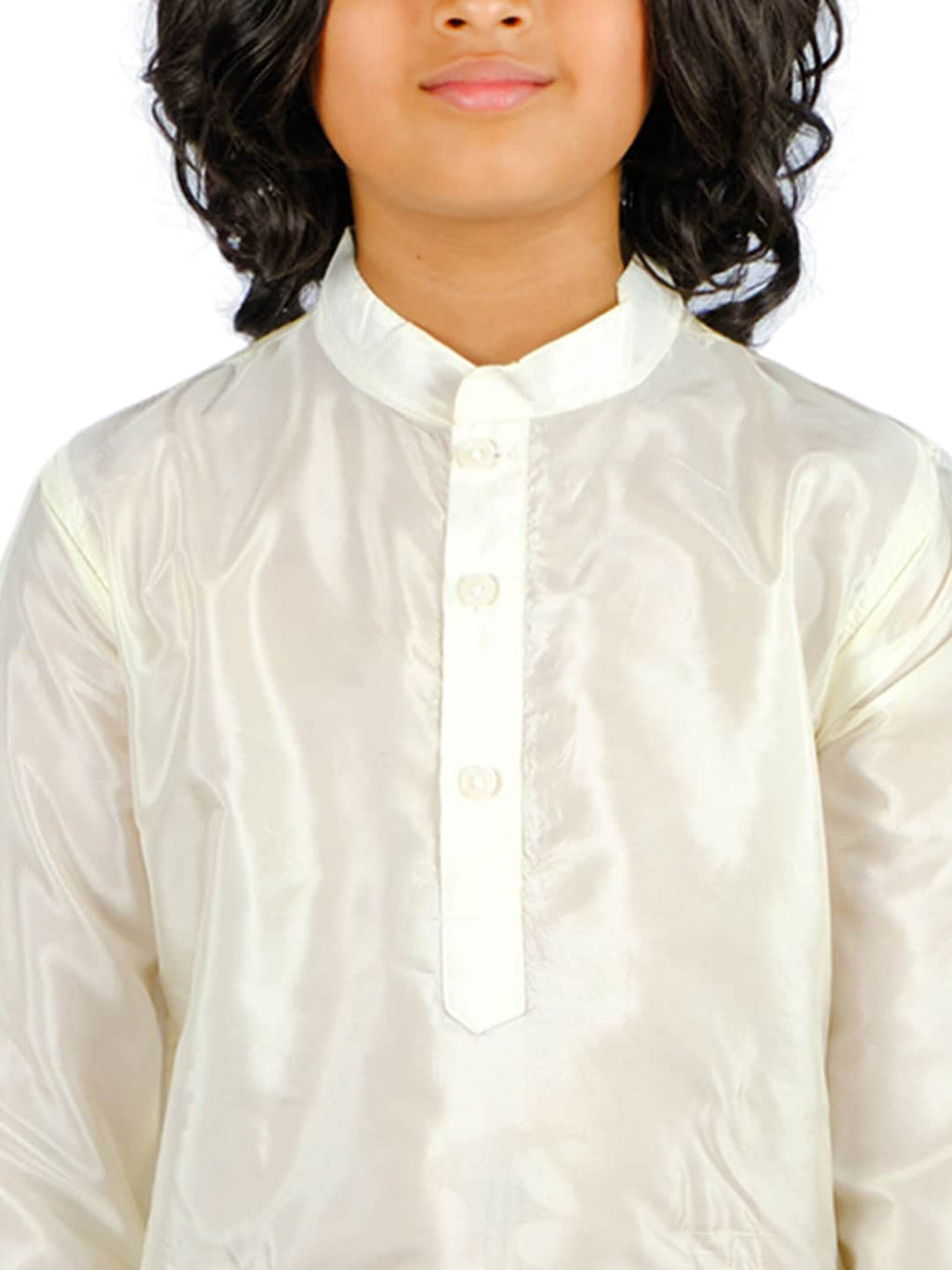 Sethukrishna Boys Cream-Coloured Layered Kurta with Dhoti Pants