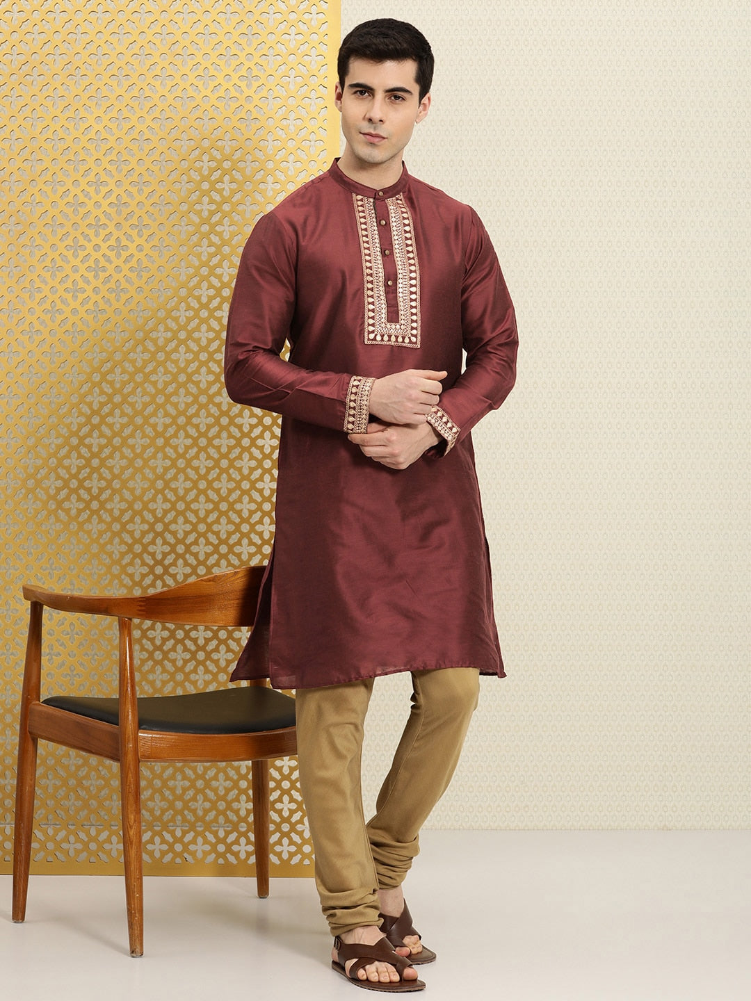 House of Pataudi Ethnic Motifs Embroidered Cotton Jashn Kurta