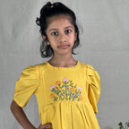ArthLife Yellow Flower Embroidered Dress