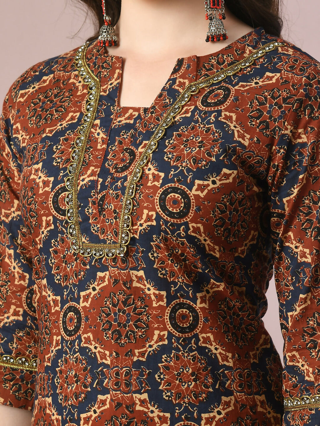 Myshka Women's Multi Printed Cotton Straight Party Kurta Set