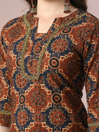 Myshka Women's Multi Printed Cotton Straight Party Kurta Set