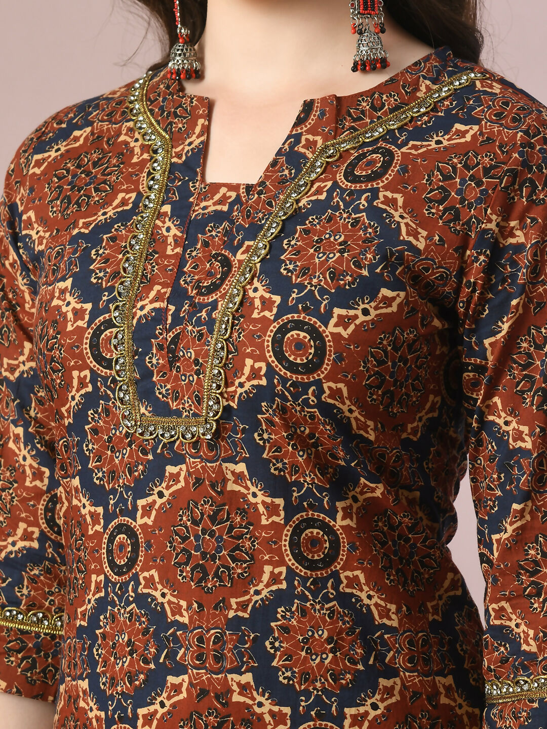 Myshka Women's Multi Printed Cotton Straight Party Kurta Set