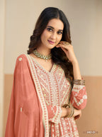 Anaita Light Orange Heavy Embroidered Faux Georgette Anarkali Suit With Salwar - Distacart
