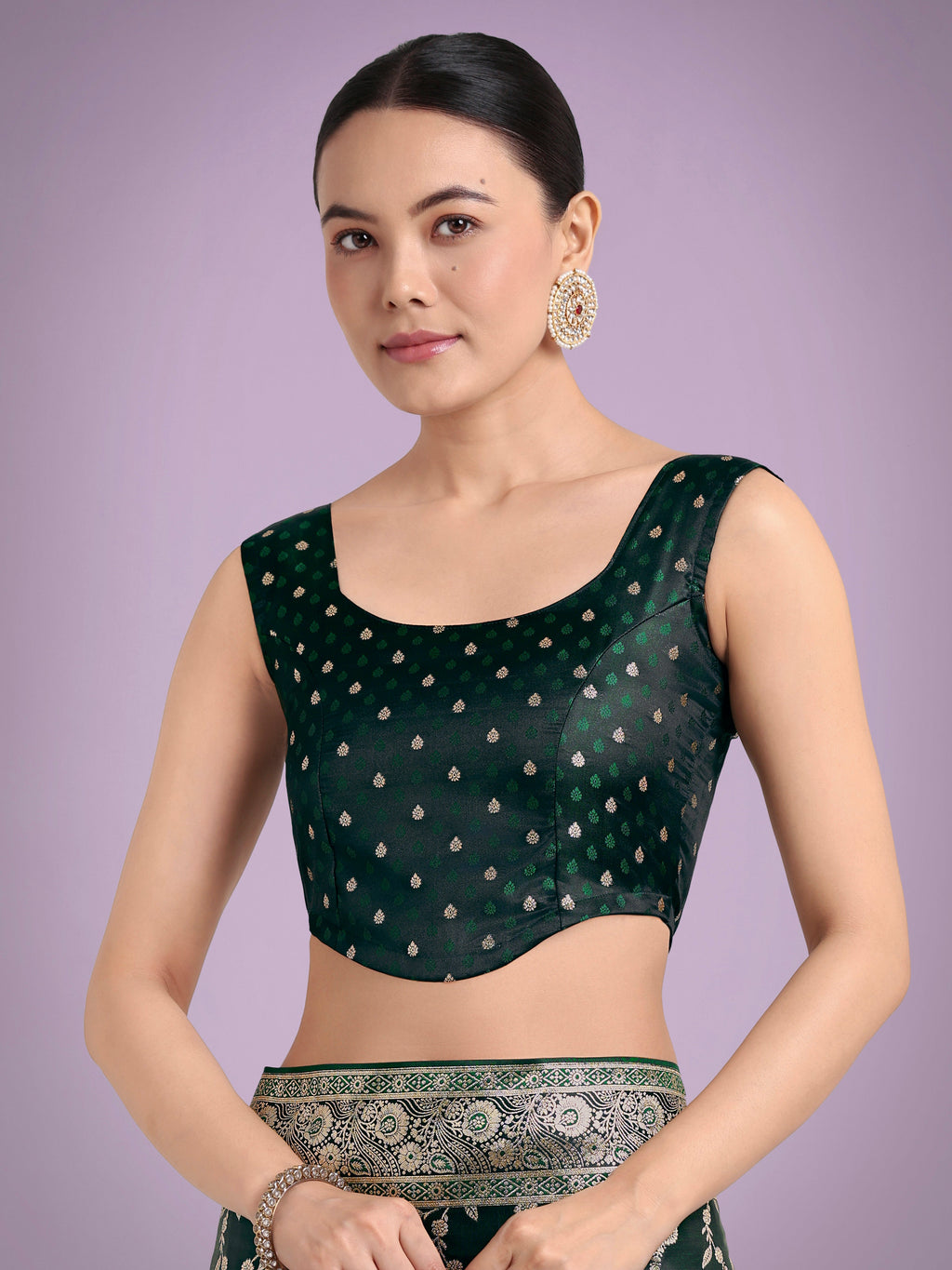 Monjolika Fashion Dark Green Zari Woven Banarasi Classic Satin Silk Saree - Distacart
