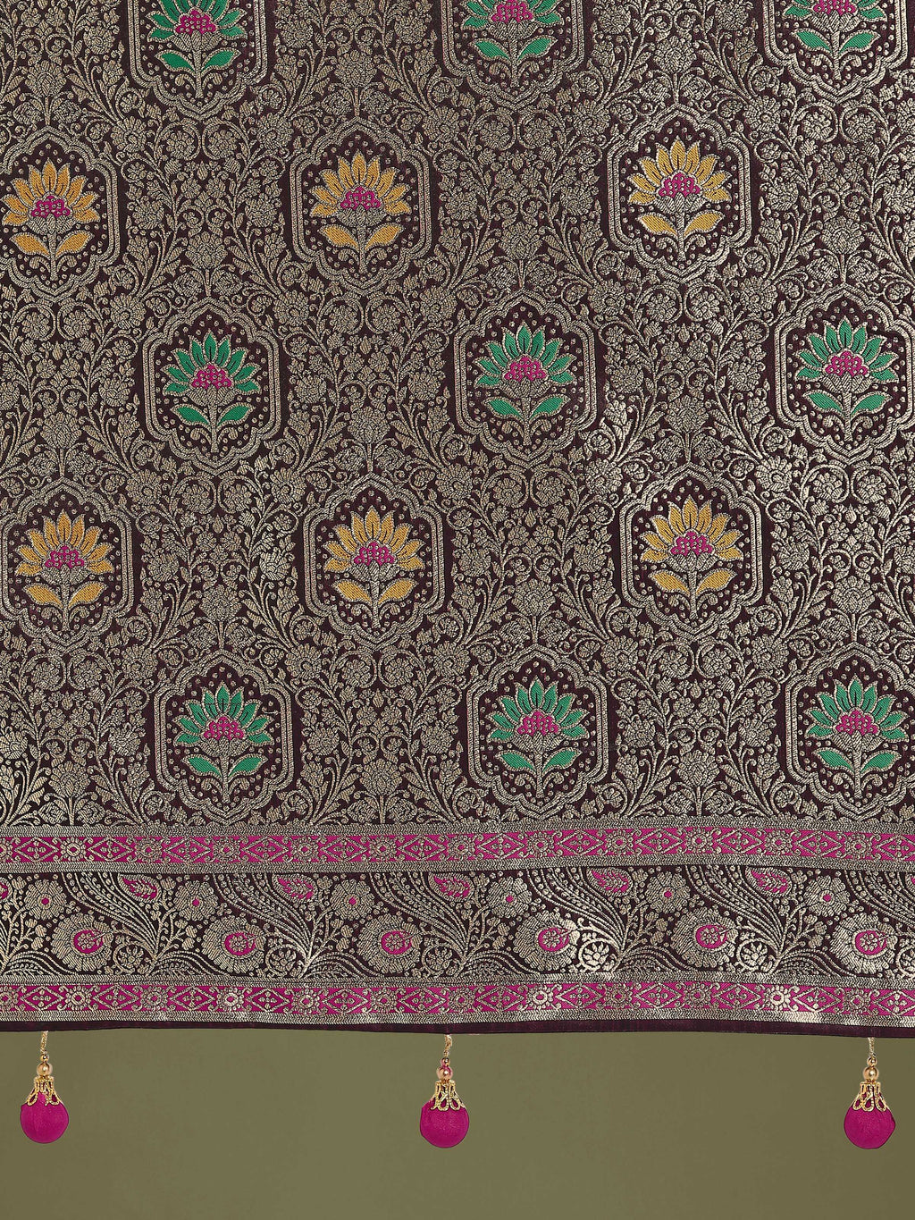 Monjolika Fashion Wine Zari Woven Banarasi Classic Satin Silk Saree - Distacart