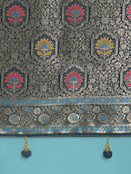Monjolika Fashion Dark Teal Zari Woven Banarasi Classic Satin Silk Saree