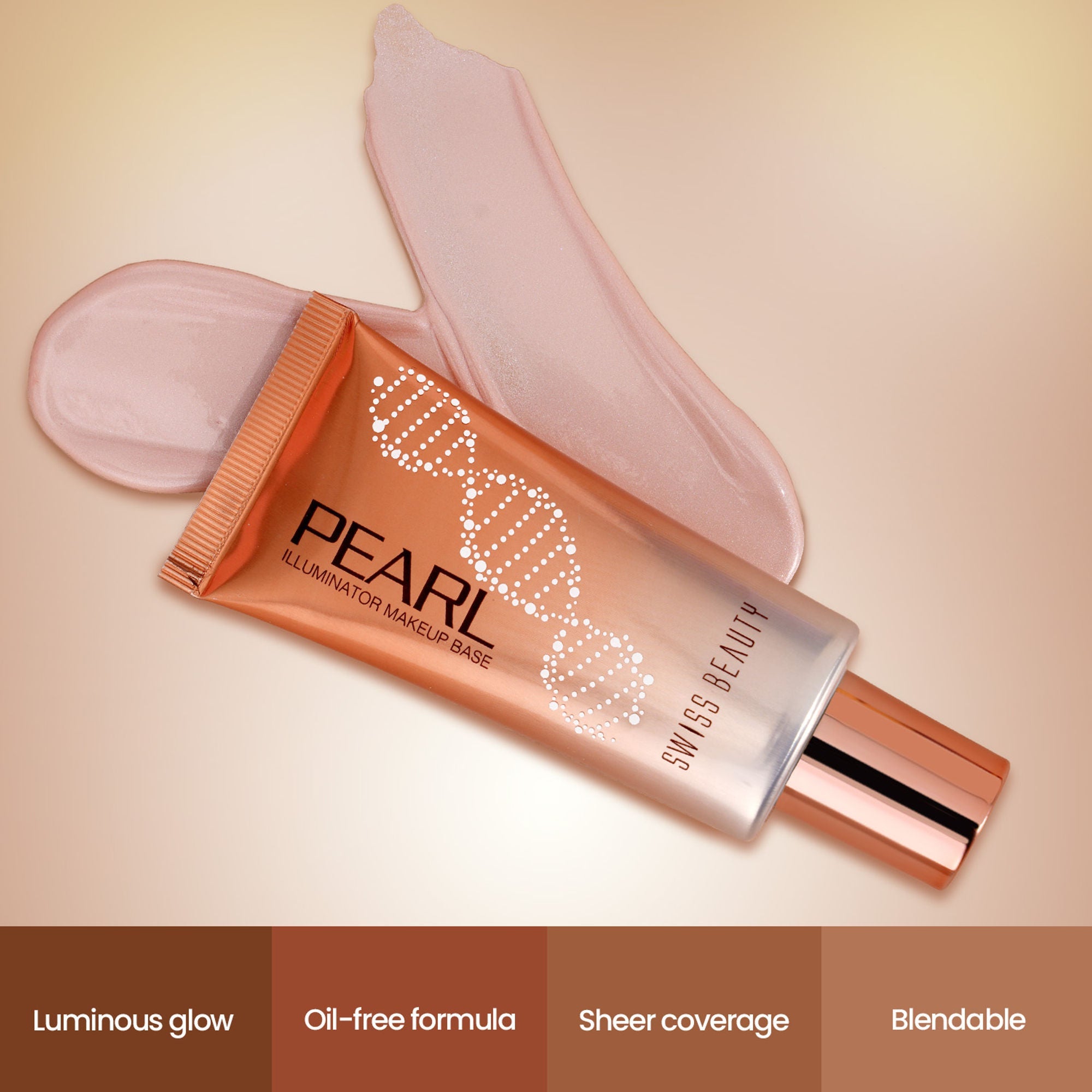 Swiss Beauty Pearl Illuminator Makeup Base Long lasting & Radiant Skin Highlighter - 01 Golden Pink - Distacart