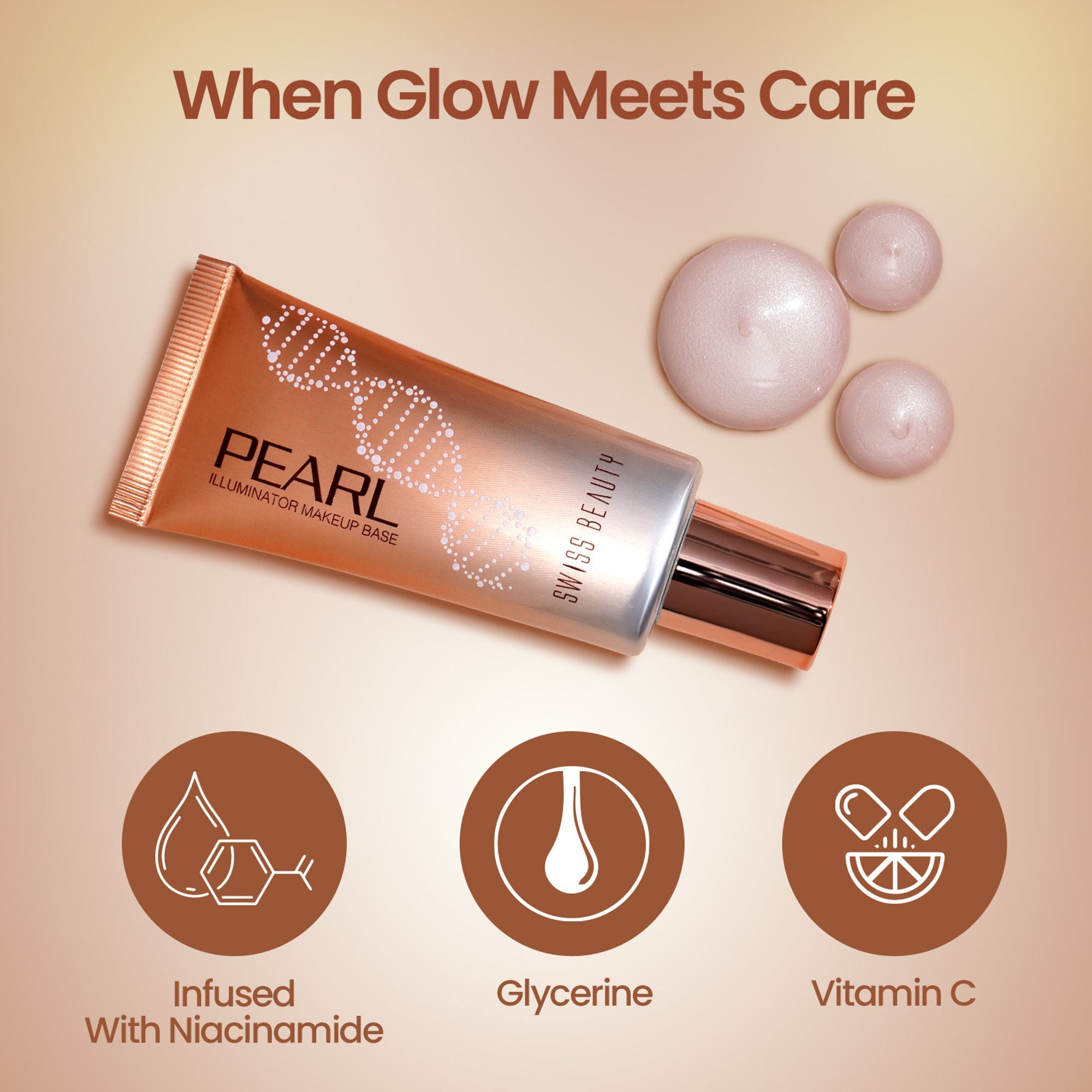Swiss Beauty Pearl Illuminator Makeup Base Long lasting & Radiant Skin Highlighter - 02 Silver Pink - Distacart