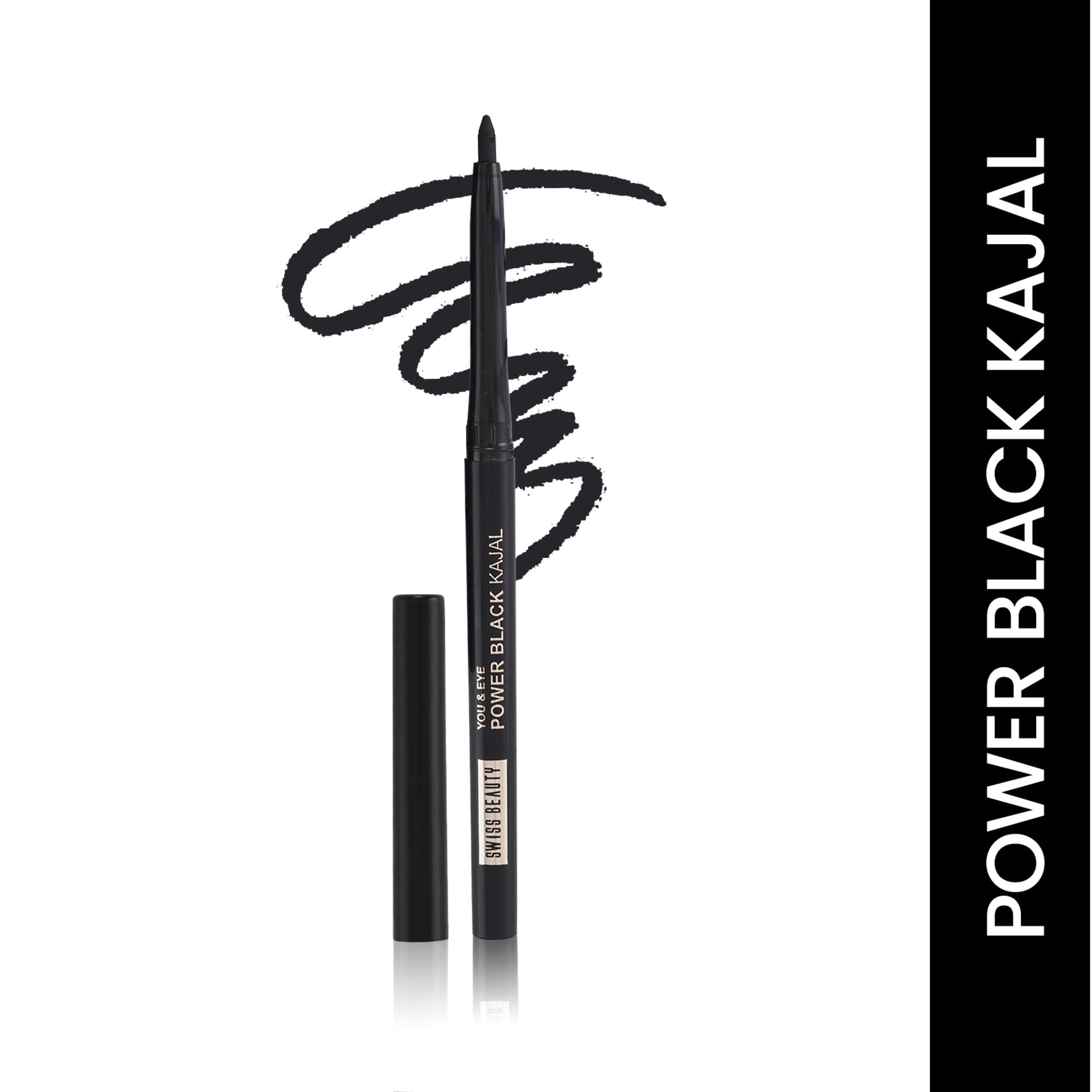 Swiss Beauty You & Eye Power ,24 Hours Stay ,Waterproof & Smudge-Proof Kajal With Vitamin E -Black - Distacart