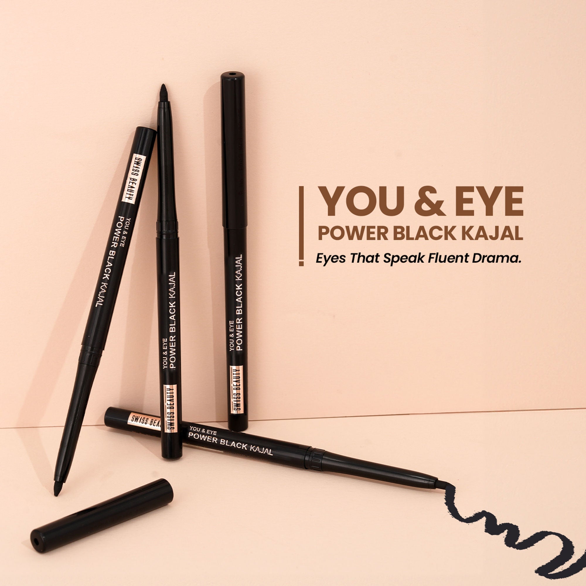 Swiss Beauty You & Eye Power ,24 Hours Stay ,Waterproof & Smudge-Proof Kajal With Vitamin E -Black - Distacart