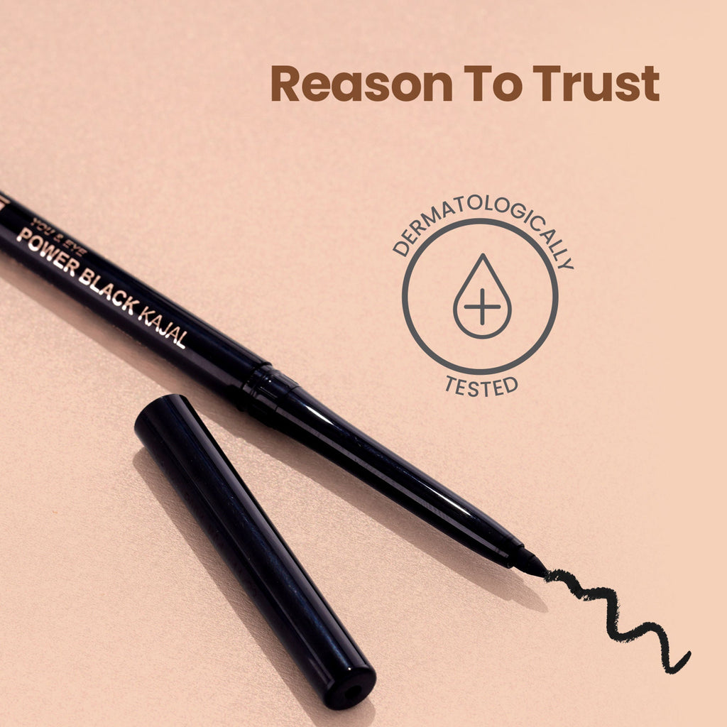 Swiss Beauty You & Eye Power ,24 Hours Stay ,Waterproof & Smudge-Proof Kajal With Vitamin E -Black - Distacart