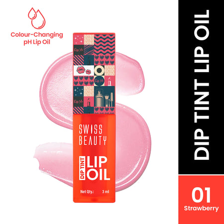 Swiss Beauty Dip Tint Color Changing Long Lasting With Vitamin-E PH Lip Oil - 1 Strawberry