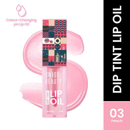 Swiss Beauty Dip Tint Color Changing Long Lasting With Vitamin-E PH Lip Oil - 3 Peach